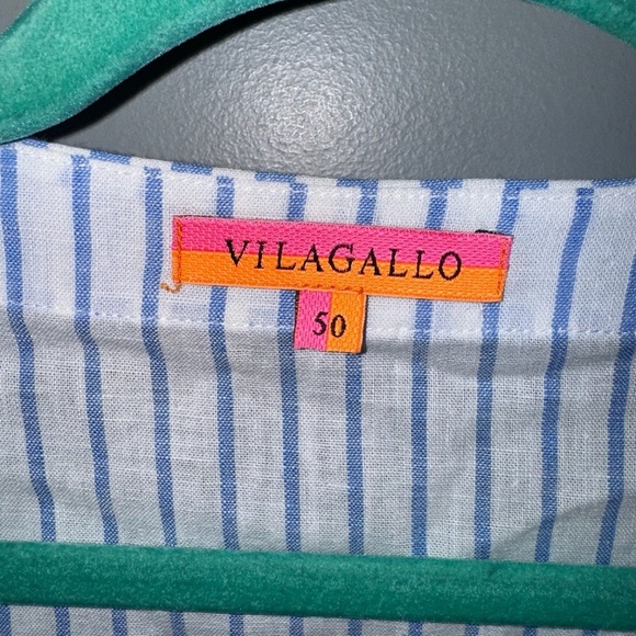 EUC Vilagallo Kaya Striped Embroidered Blouse Blue White Size 50 2XL - Picture 3 of 8